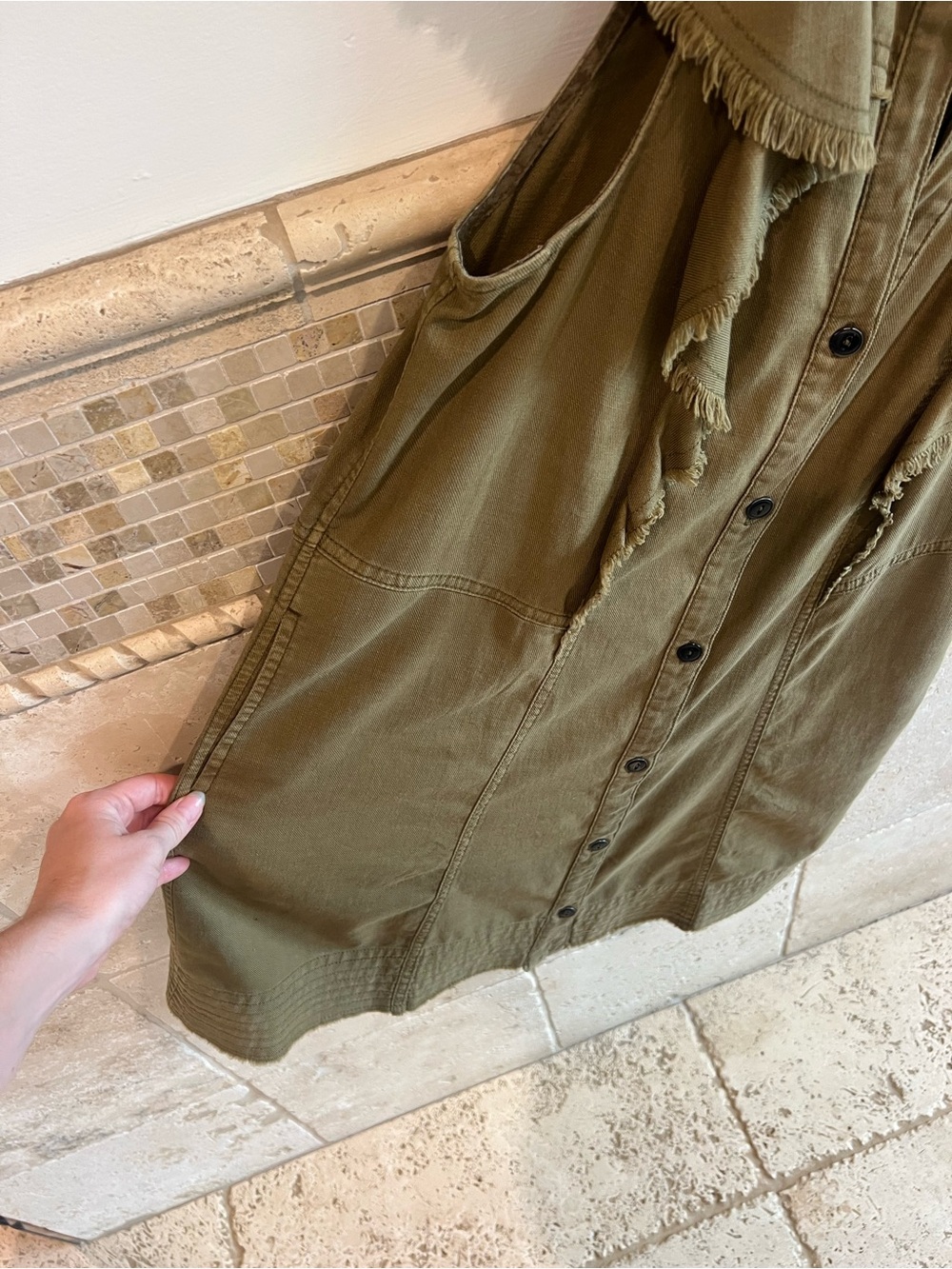 Pilcro Olive Ruffle-Trim Button Front Dress - Picture 8 of 8